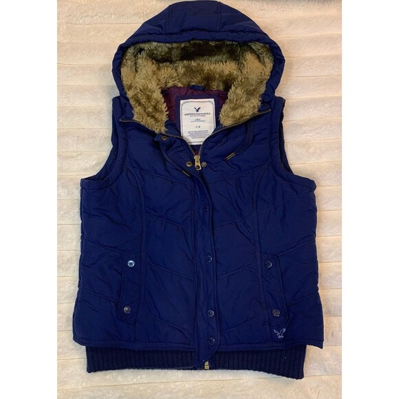 Vintage American Eagle Navy Puffer Vest Size Large - Picture 1 of 6